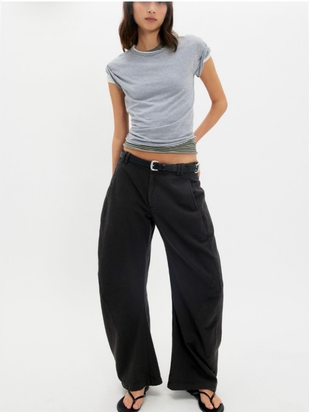 Free People Spotlight Washed Barrel Pants in Black